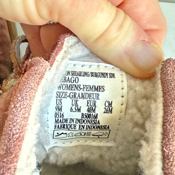 Sebago Women’s Shearling Lined Suede Moccasin Boots – Size 9 Burgundy - Picture 11 of 11